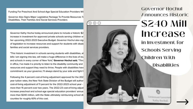 Governor Hochul Announces Historic $240 Million Increase in Investment for Schools Serving Children With Disabilities